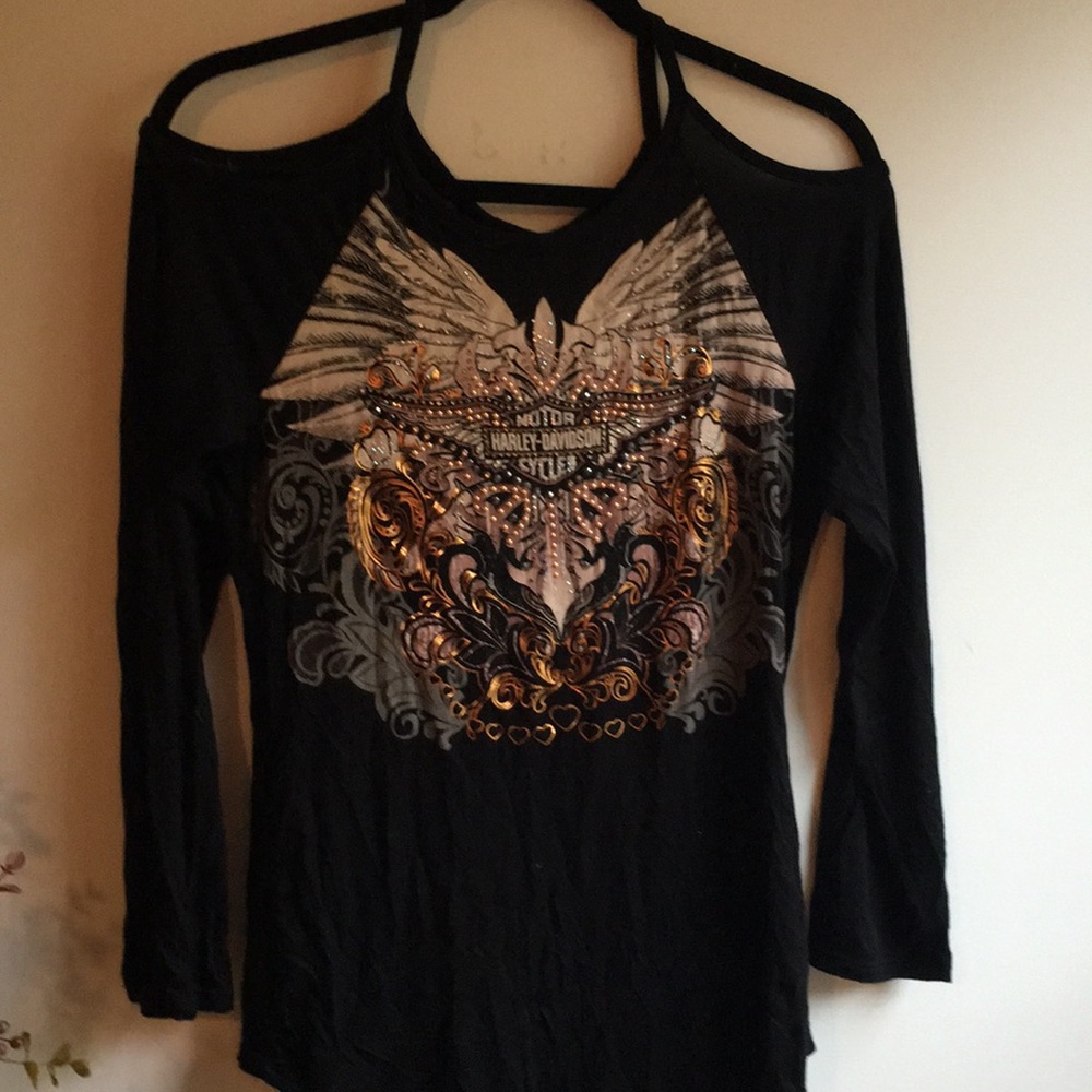 Beaded Harley Davidson long sleeve top